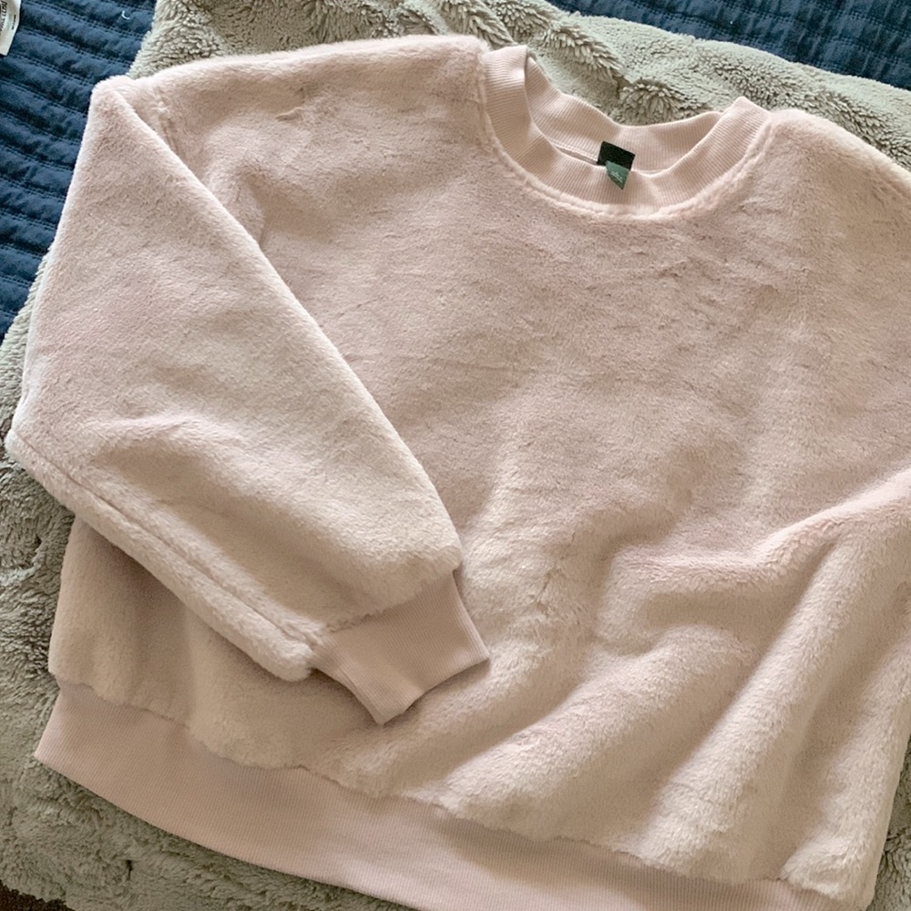 Fuzzy Pink Crew Neck Sweatshirt